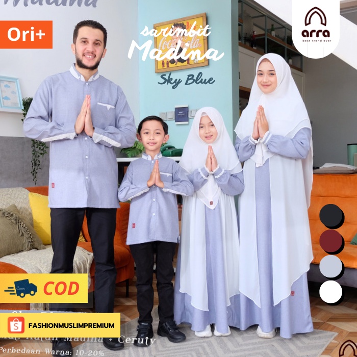 PREMIUM SARIMBIT MADINA SKY BLUE Pakaian Fashion Baju Busana Koko Gamis Kurta Pakistan Kemko Muslim 