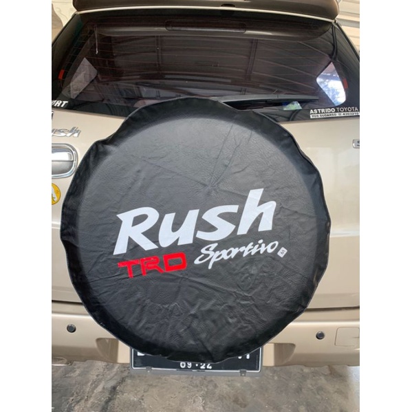 sarung COVER ban cover ban TOYOTA LOGO rush HITAM SEMI KULIT SINTETIS UKURA S / M / L