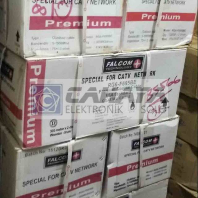 Kabel RG6 Falcom 695 95% Braid Parabola LNB Kabel TV Jaringan