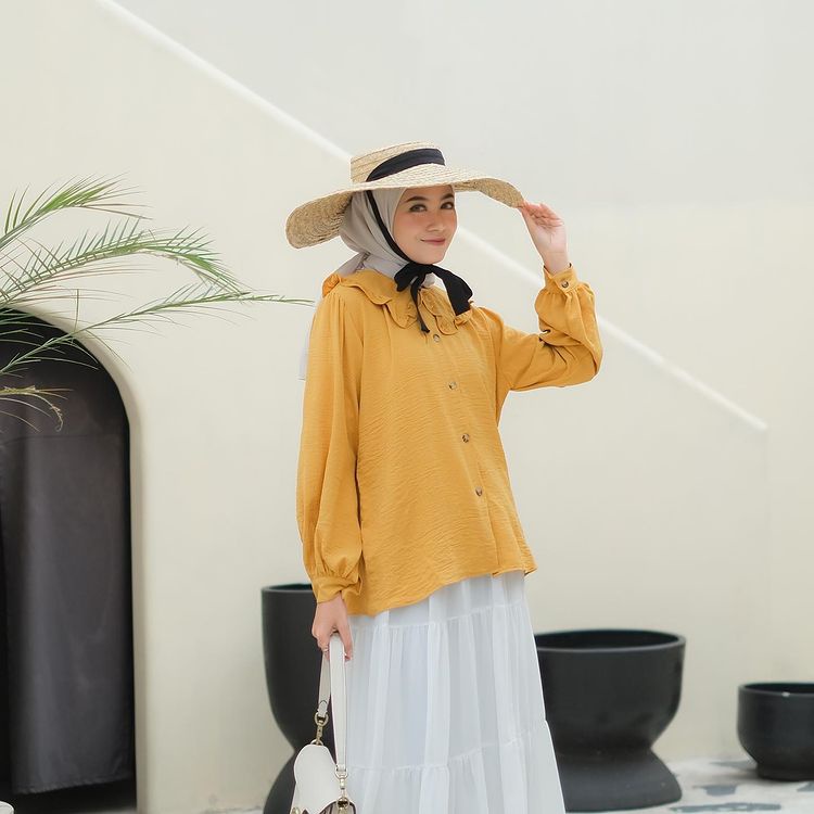 Blouse Kemeja Wanita // Blouse PomPom Crinkle Airflow Premium // Blouse Crinkle Airflow