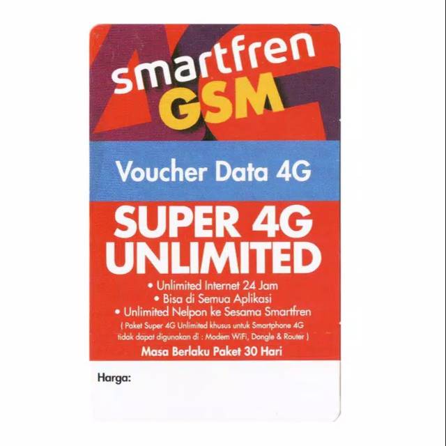 Voucher kuota Smartfren unlimited 30 hari 4G