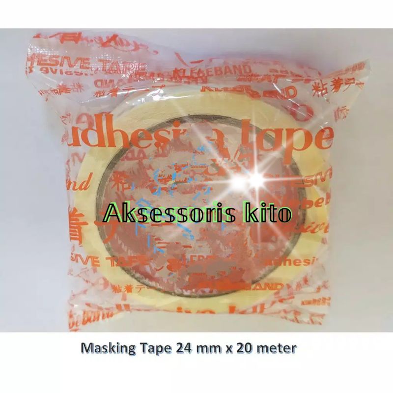 Lakban Kertas 24 mm x 20 meter masking tape premium quality Lakban tulis Original