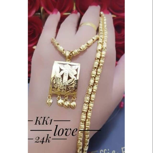 Kalung bambu lapis emas 24k