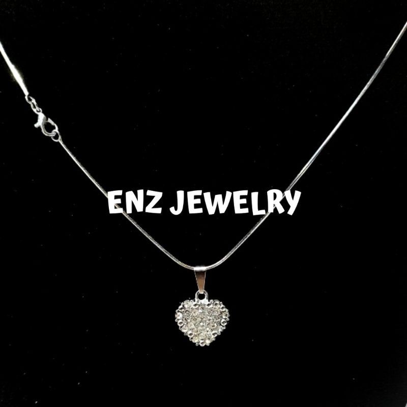 Kalung Liontin Wanita Anti Karat  Silver Berkilau Cantik