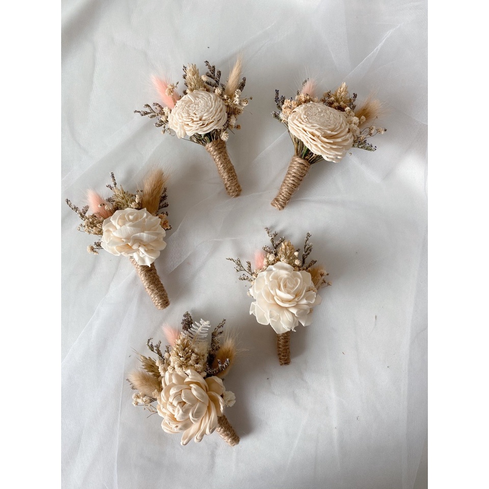 Corsage Boutonniere Pengantin Pria Bunga Kering Bunga Saku Jas Bunga Jas Pria - Nikahan
