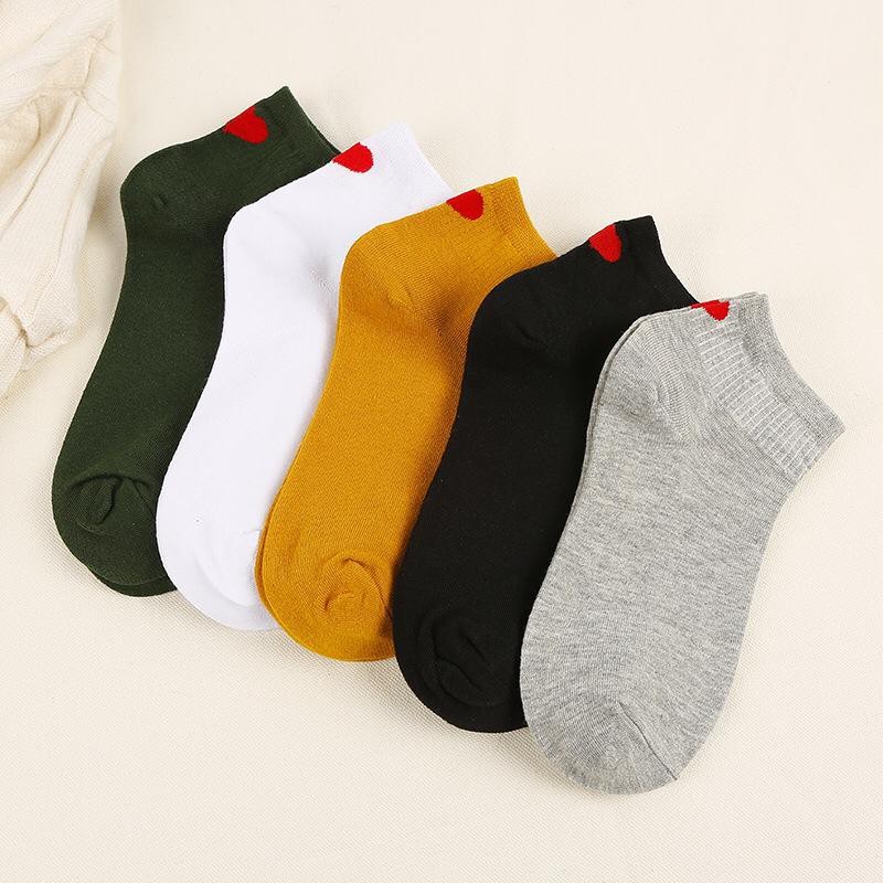 MurmerOfficial Kaos kaki wanita motif love Pendek logo Lucu Socks Fashion Wanita Korea Import R138 KK019