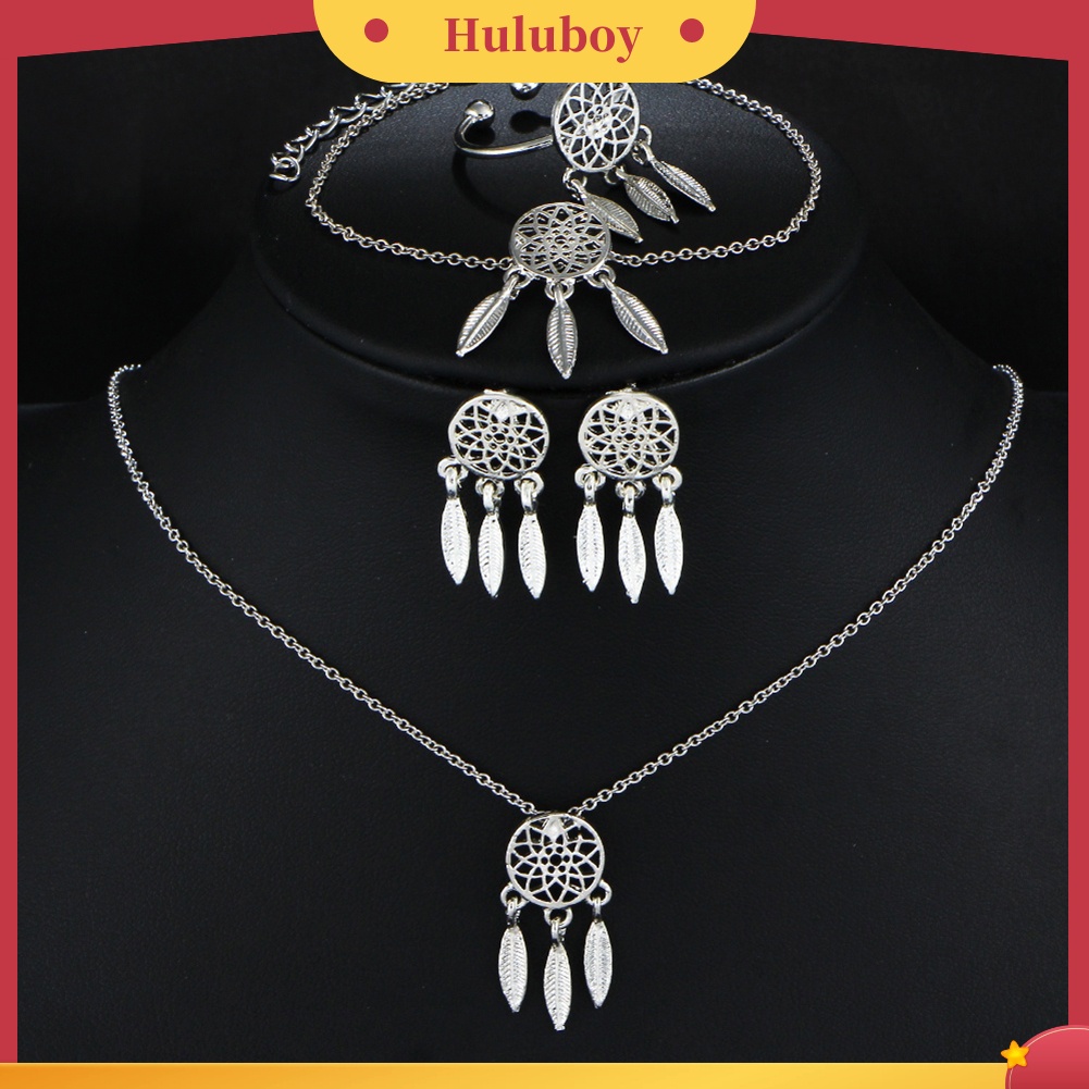 Hu Hu Hu Hu Hu Alat Bantu Pasang Kacamata♡ Set Kalung Anting Cincin Gelang Desain Dream Catcher Hollow Untuk Wanita