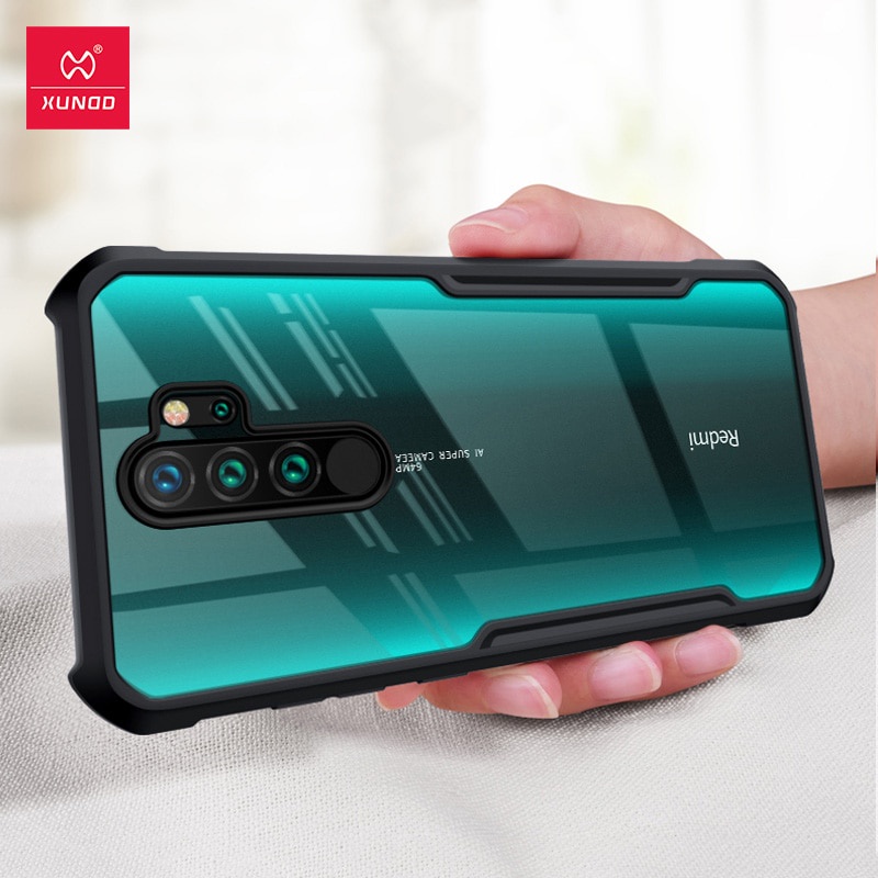 Case XIAOMI REDMI NOTE 8 PRO Armor Fushion Transparent Casing + Tempered Glass Full Layar dan Skin Carbon