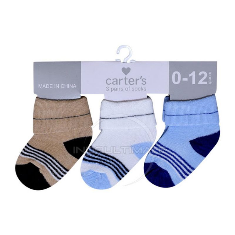 3pcs kaos kaki bayi 0-12 bulan cotton tebal perempuan laki-laki motif Random