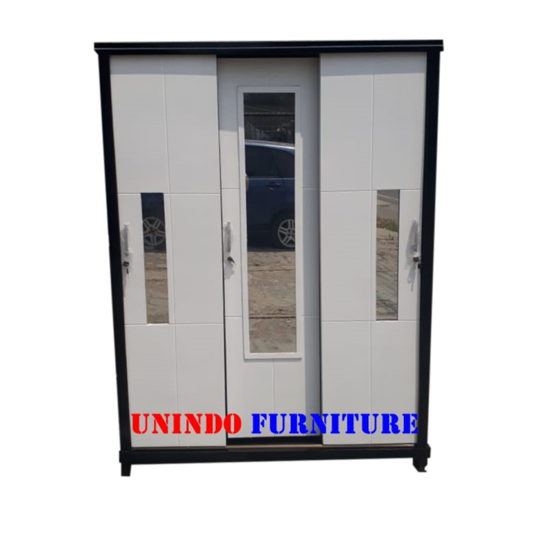 LEMARI 3 PINTU KACA SLIDING