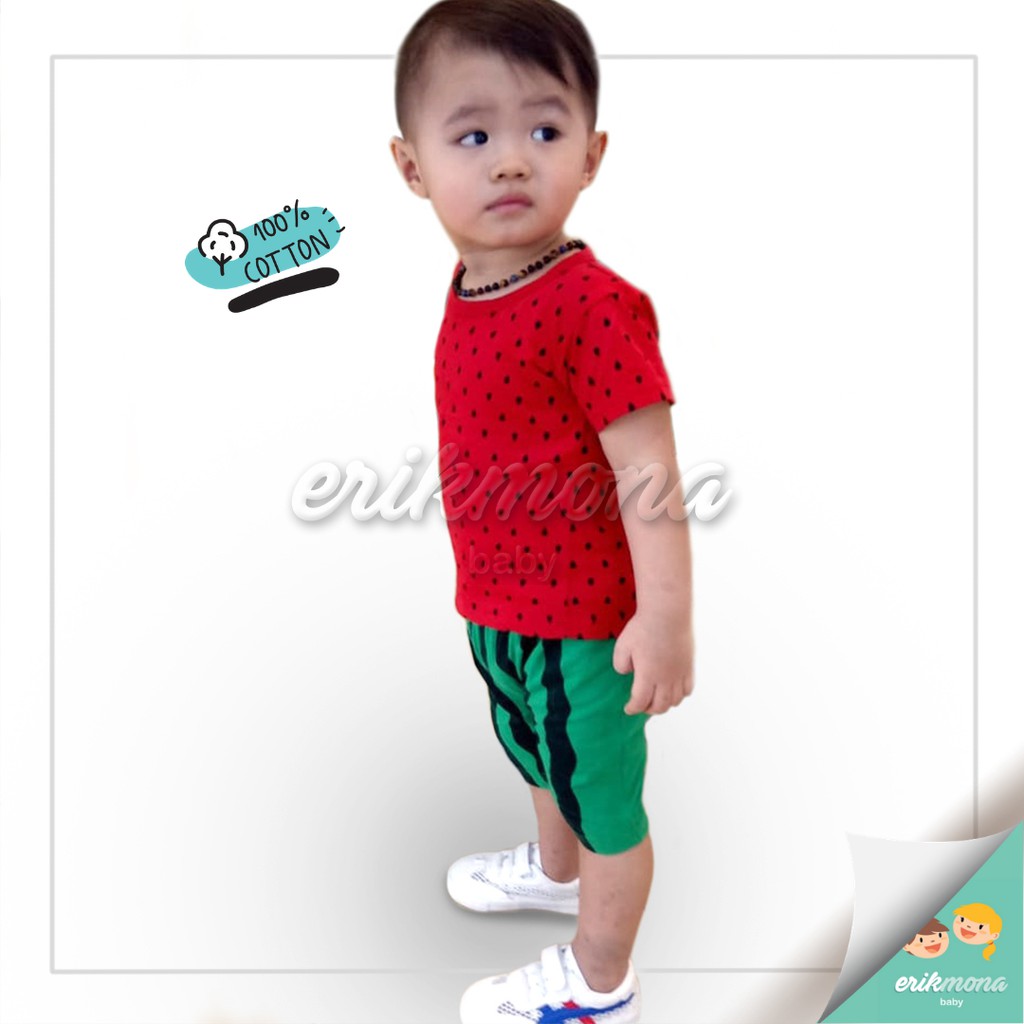 baju bayi baju anak setelan anak cowo cewe karakter buah semangka lucu