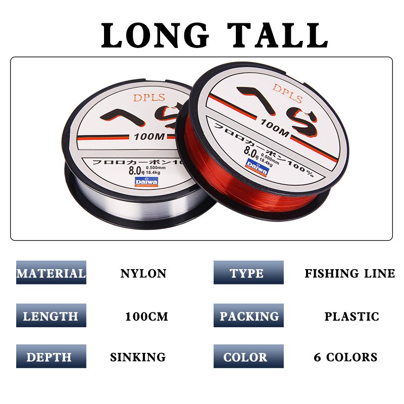 1Pcs 100m Daiwa Nylon Fishing Line Strong Senar Pancing Swimbait Fishing Lure Ikan Bass Bait