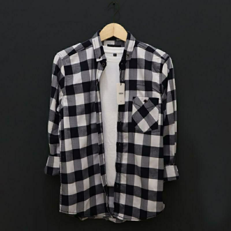 0Kemeja Flanel Impor Pria Kualitas Premium Lengan Panjang Unisex Hem Flannel Baju Flanel Pria Wanita Motif Kotak Kotak