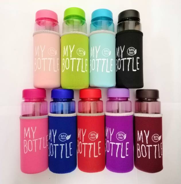 Botol Minum My Bottle Free Busa 1KG 16pcs Logo BPA Free Botol Minum infuser ada Penahan Tengah