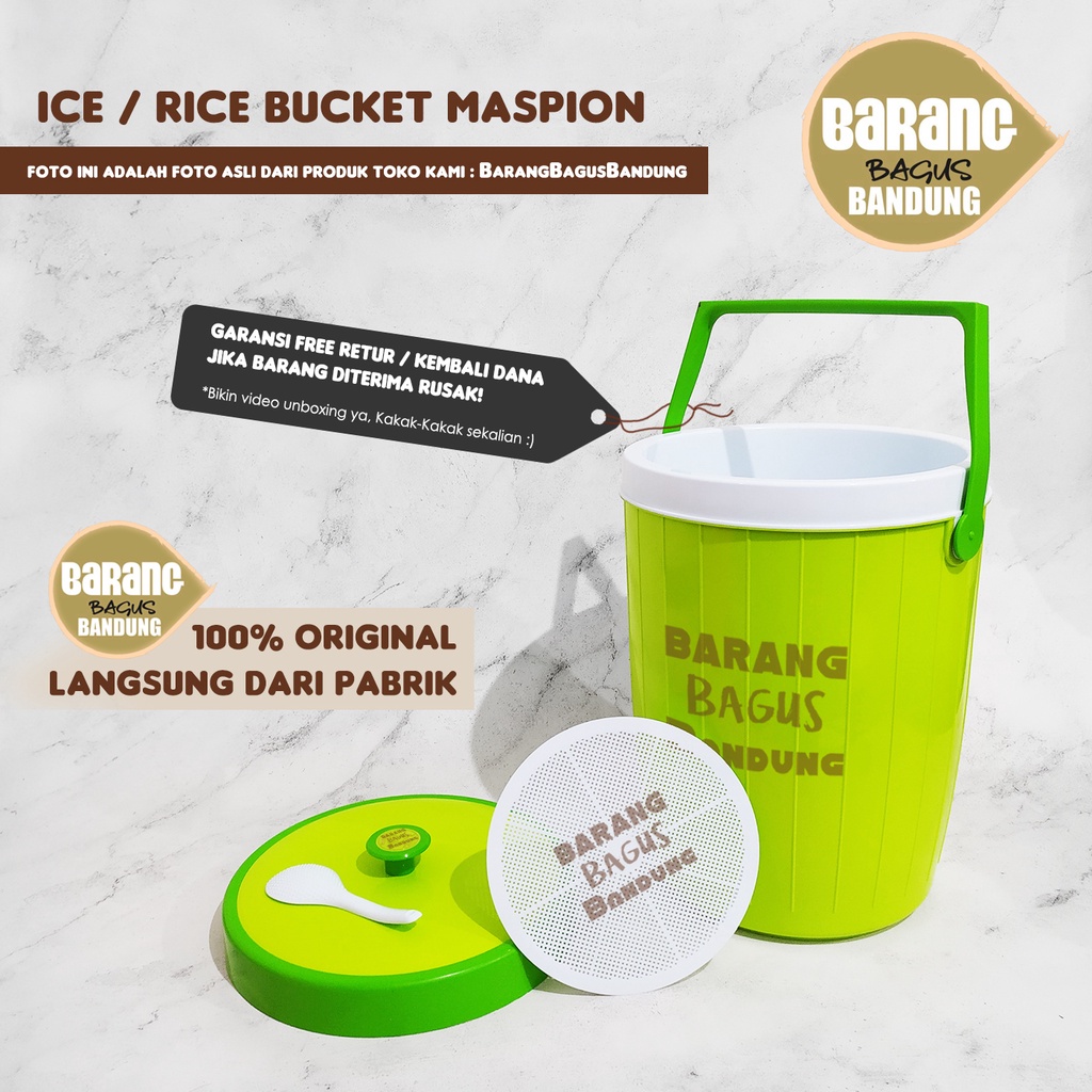 (Ukuran Kecil) Ice / Rice Bucket Termos Wadah Es / Nasi Maspion USA + Centong / Cukil