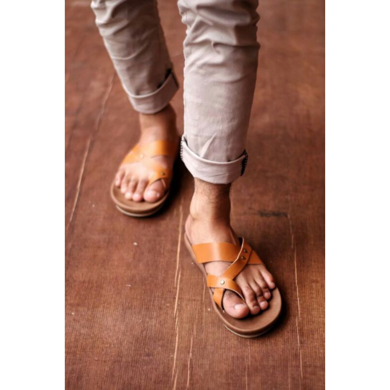 Sandal Jepit Pria Kulit Asli Terlaris CEVANY JAVIT ORIGINAL sandal Harian jalan Jalan santai Kulit