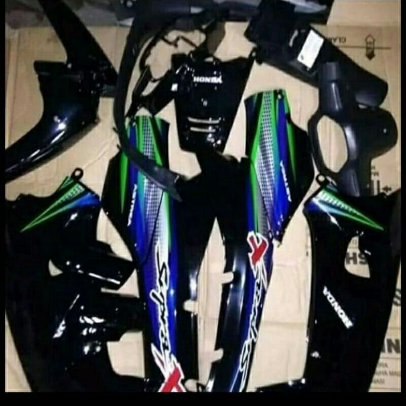Cover full set body HONDA supra fit lama / supra x lama full body halus dan kasar biru silver hitam 