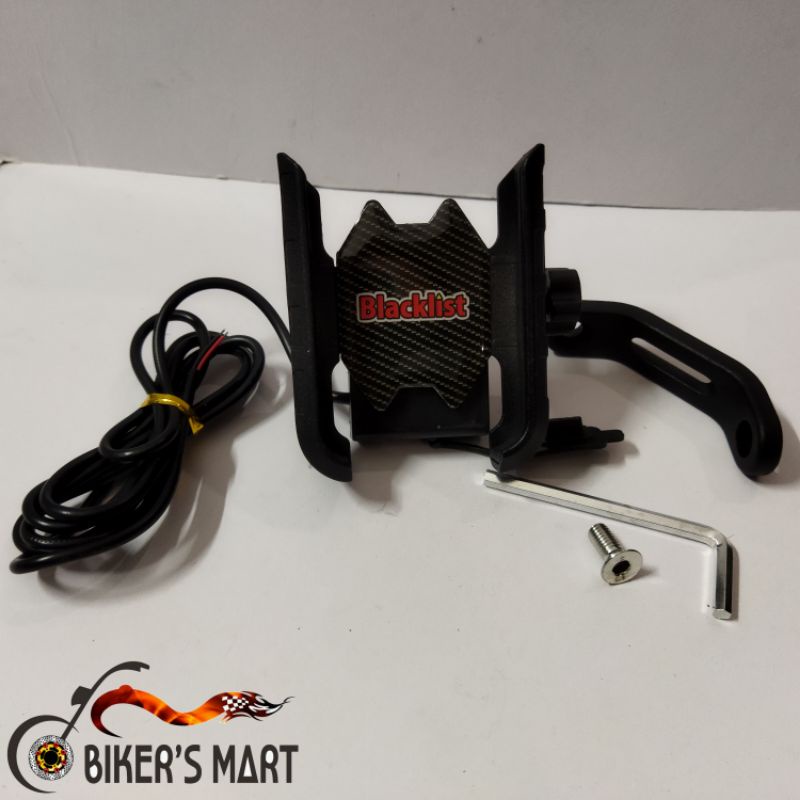 Holder hp+USB charger dudukan spion tempat hp motor