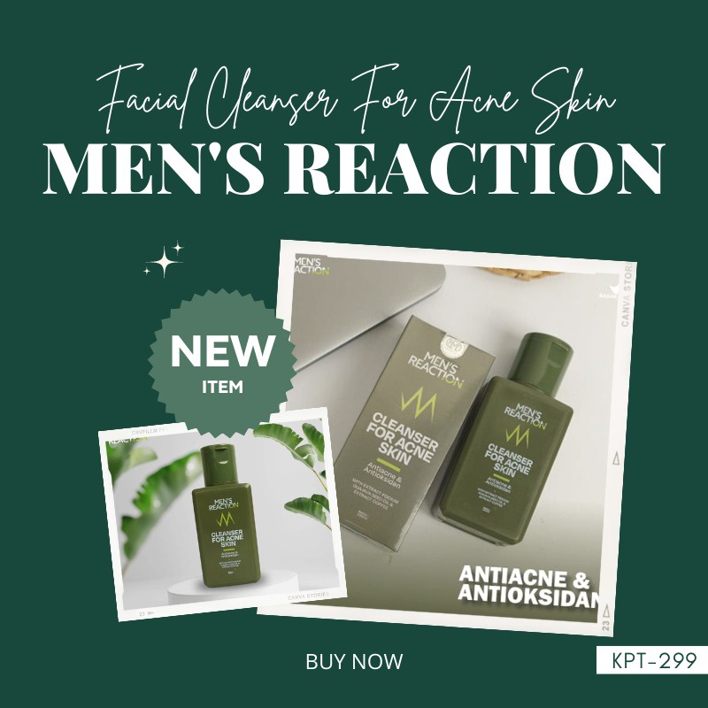 Men's Reaction Facial Wash Acno Clean Liquid Anti Bakteri sabun jerawat pria membersihkan wajah secara menyeluruh wajah tampan wajah bersih