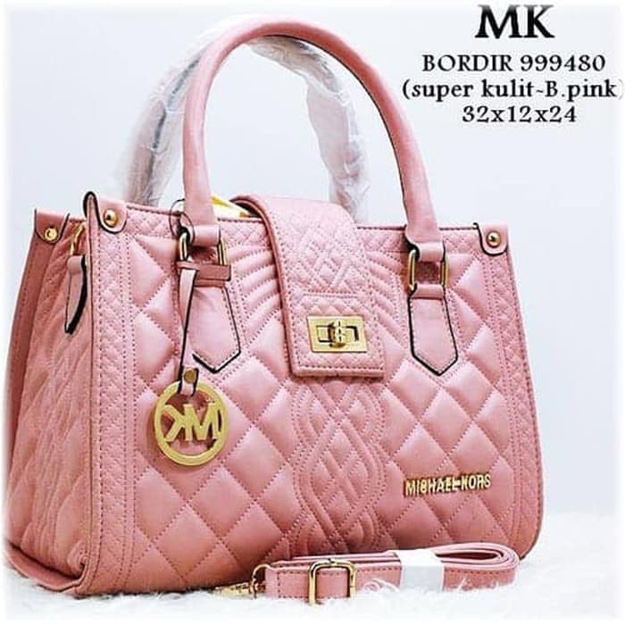 Tas Wanita terbaru / Tas Wanita Branded Import MK Office Bordir - B-Pink