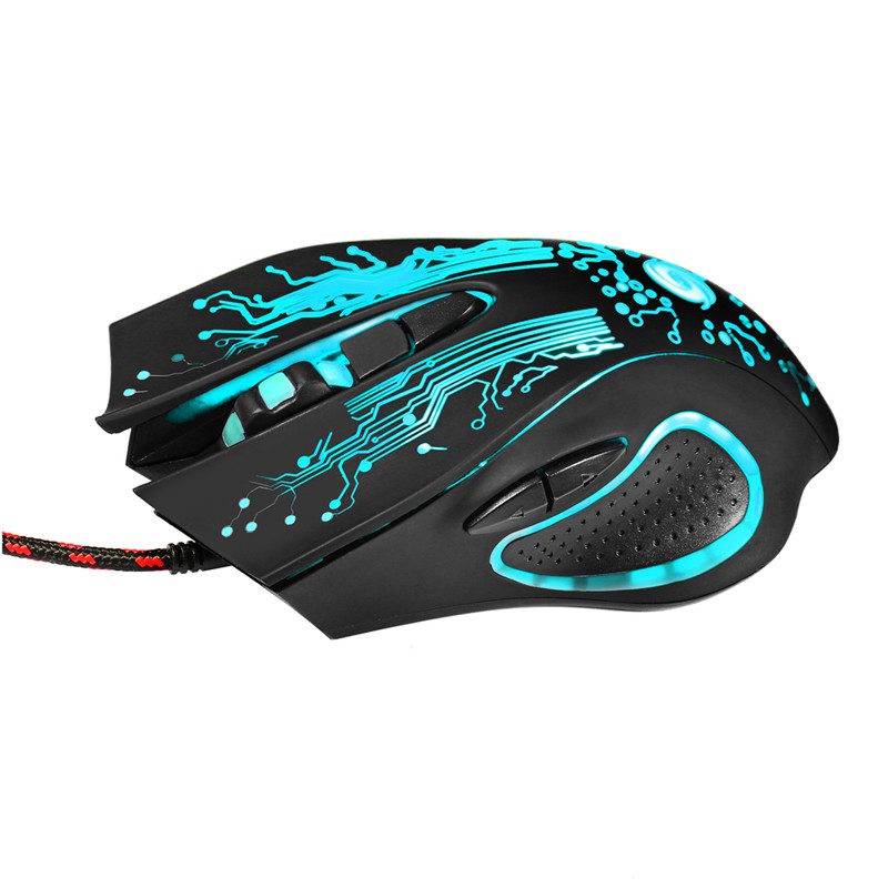 Mouse Gaming USB 3200 DPI LED RGB Gaming Mouse Hitam X9 Hight Accuracy Kabel USB Warna Warni