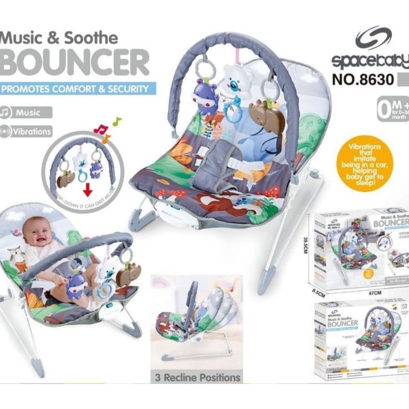 Bouncer Bayi Space Baby 10in1 Rocker ZX 1803 Space Baby SB 8630 SB 8610 / Mastela Prime Rocker 10in1 Baby Bouncer-SPACE 8630 - Grey