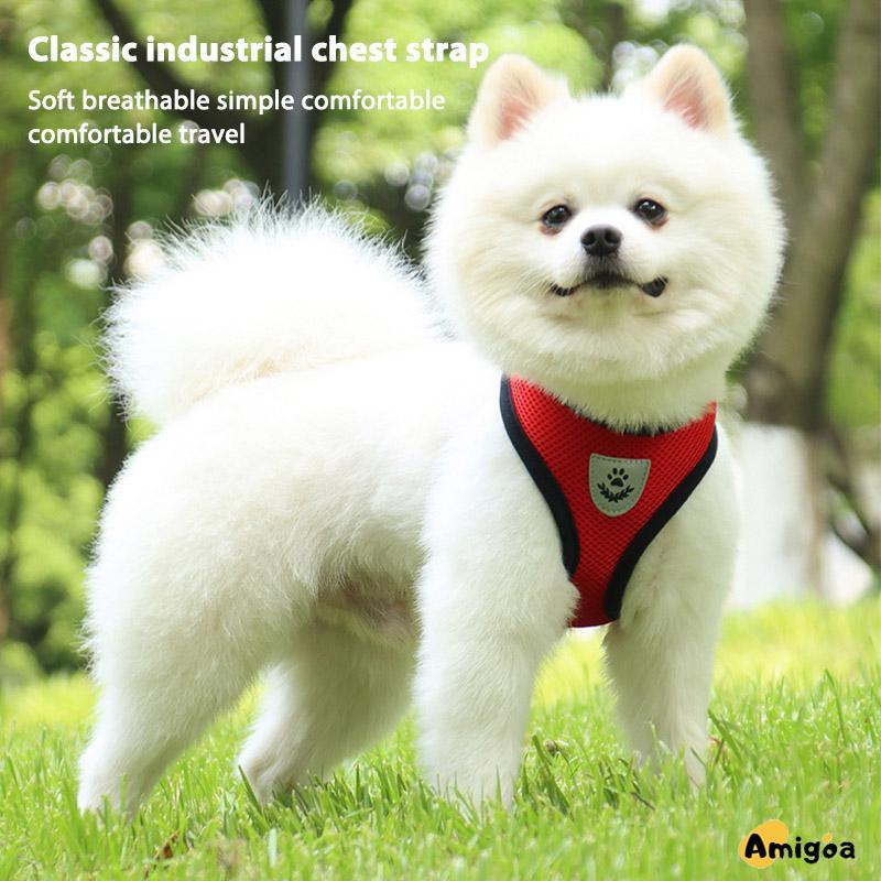 Pet Chest Back Leash Mesh Strip Reflektif Crossing Road Perlengkapan Hewan Peliharaan tahan aus - AG2