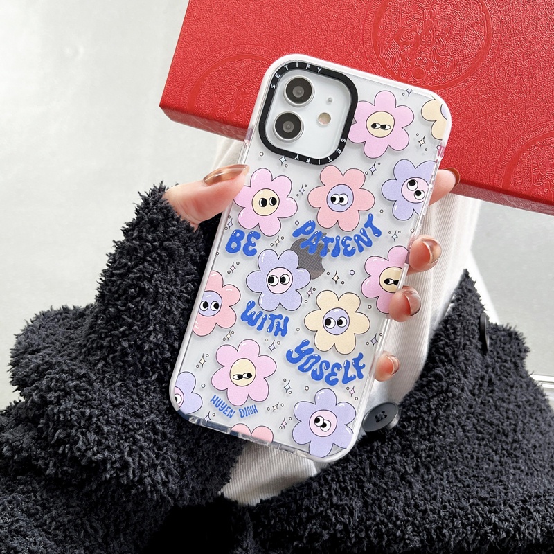 Casing Soft Case Motif Kartun Bunga Untuk iPhone 11 / 12 / 13 Pro Max / 7 / 8 Plus / X / XR / Xs Max