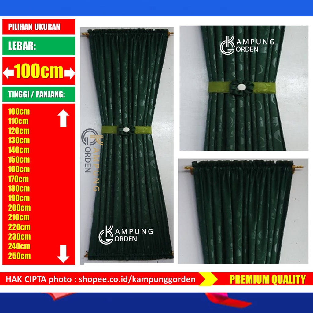 GORDEN  JENDElLA MINIMALIS SPIRAL IKAT KUPU KUPU PITA TEBAL Warna Polos HIJAU TUA