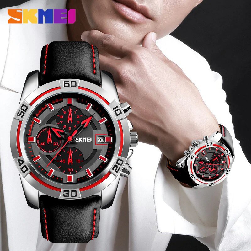 Jam Tangan Pria / SKMEI 9156 / SKMEI / Original / Casual Watch Leather / SKMEI