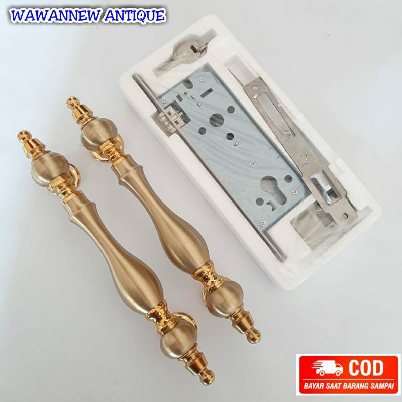 Handle Pintu Rumah Minimalis Kuningan Murah Motif Vas Kuning