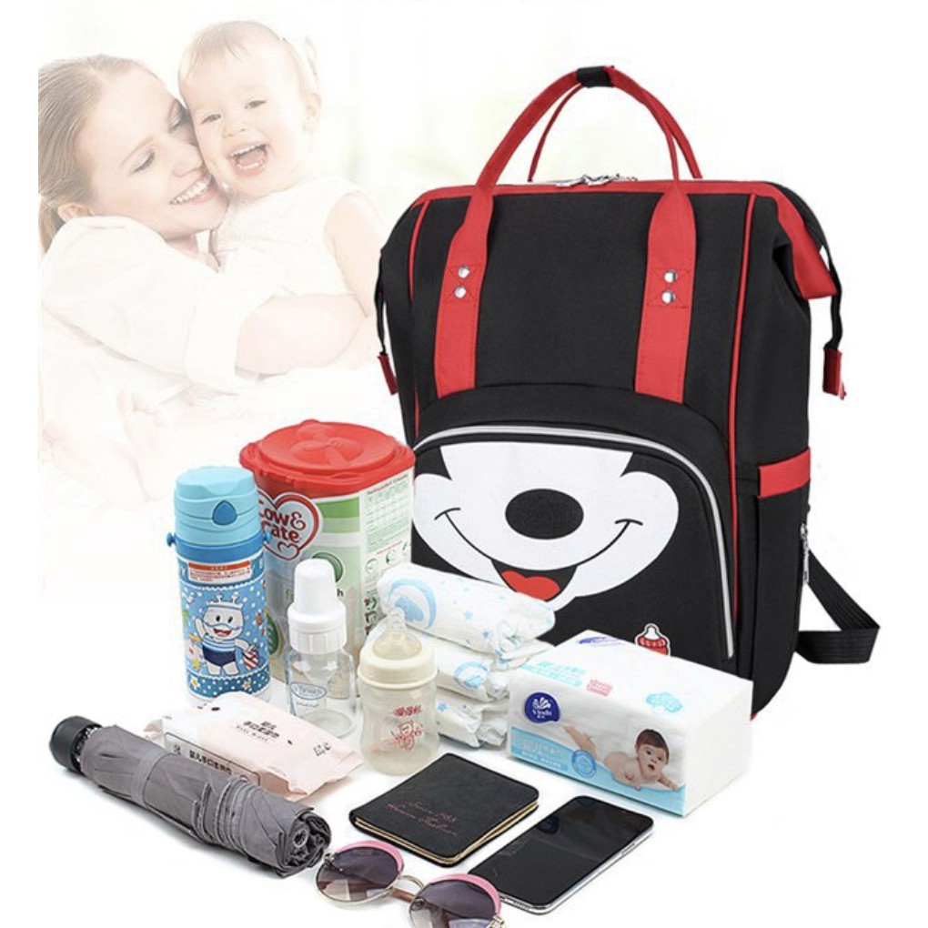 WYK53 Tas Bayi Ransel Wanita Ibu Bayi Baby Diaper Black Face Up Down Impor TKM