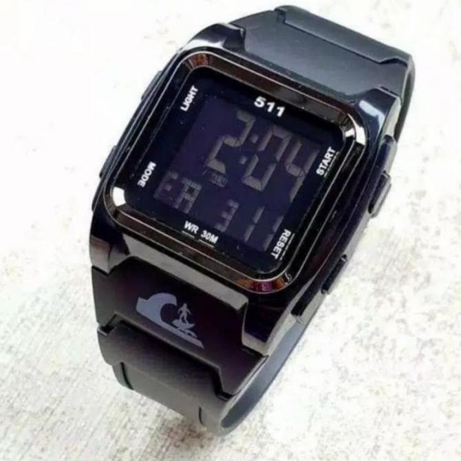 Jam tangan Quiksilver 511 persegi kotak tali rubber