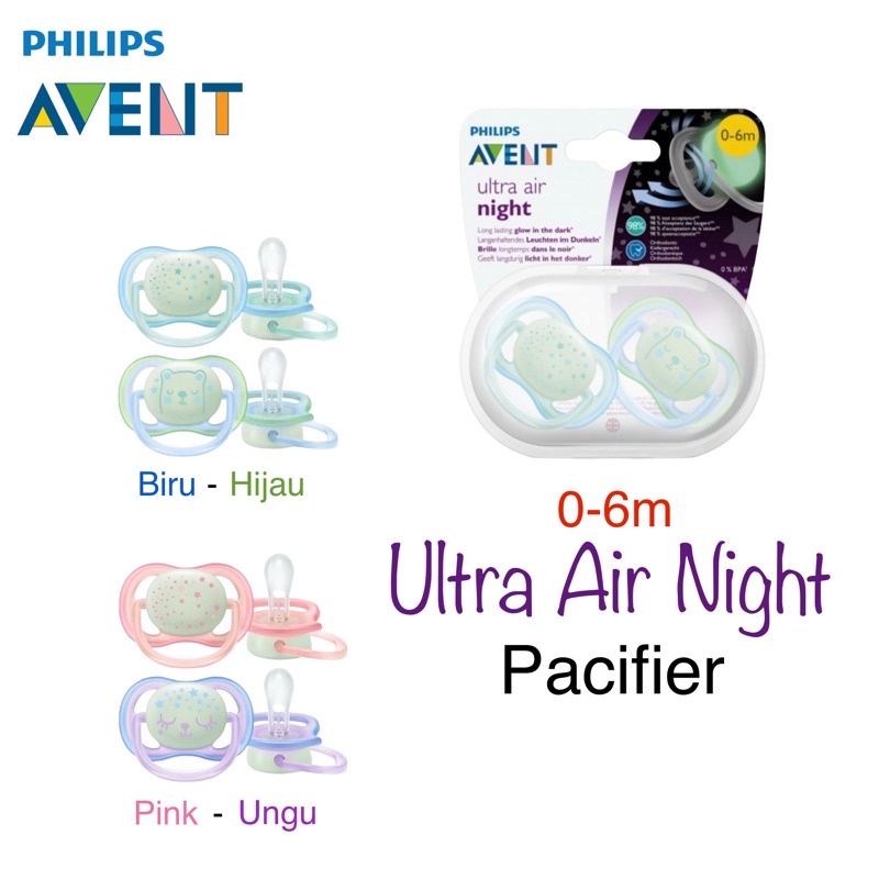 Philips Avent Soother Nighttime | Ultra Air Night 0-6m Empeng Bayi SCF376/11