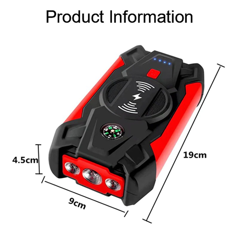 Power Bank Wireless Charger 39800mAh Car Jump Starter 12V - J13 - Black/Red