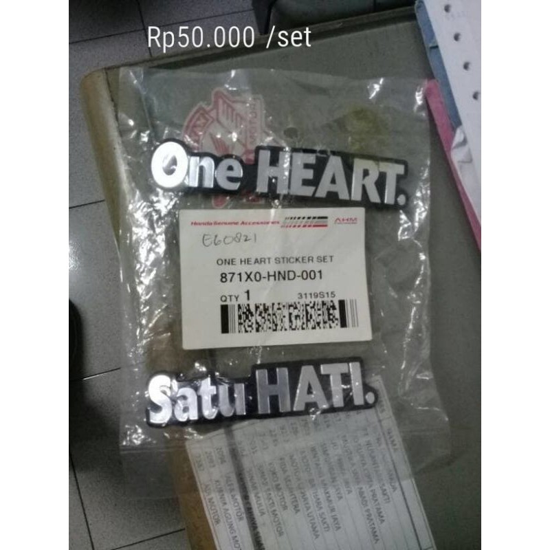 stiker set one heart satu hati