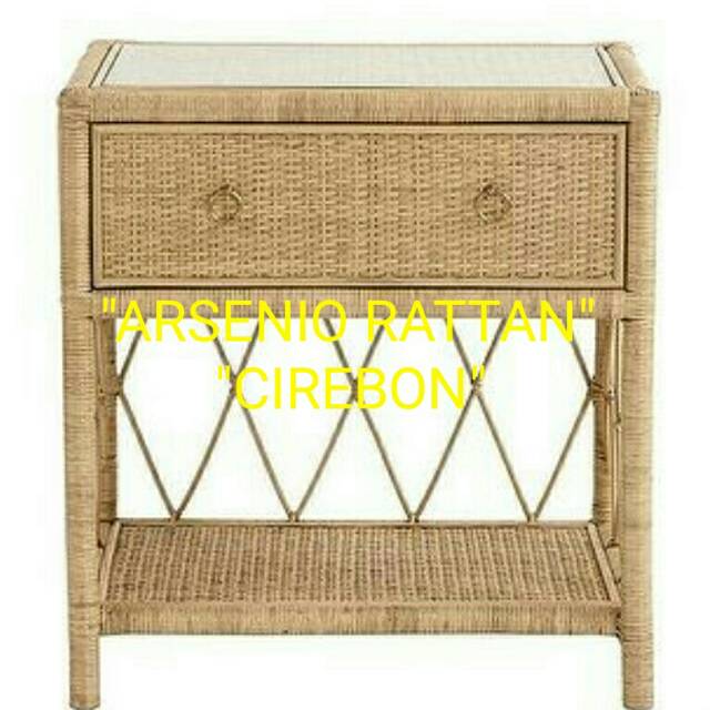 Rak Laci Drawer 1 Rotan Alam Asli KWALITAS EXPORT