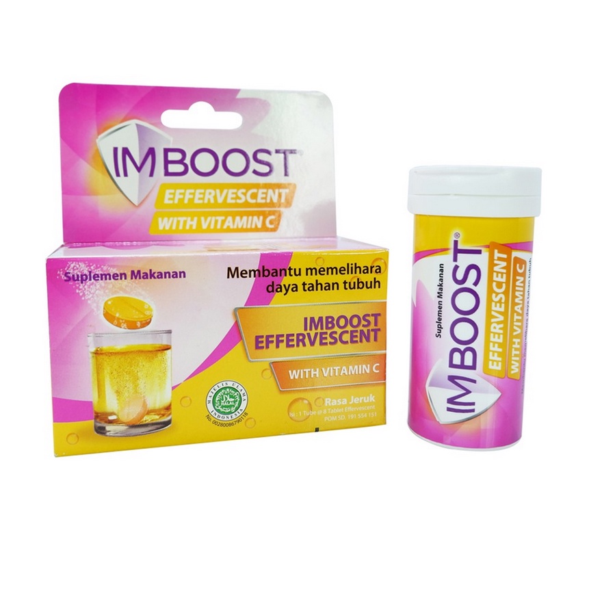 Imboost effervescent with vitamin C rasa jeruk 8tablet Untuk Imun Tubuh Imbost Imbust