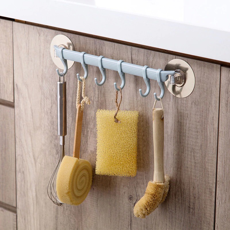 Outer Rak Gantungan Peralatan Dapur 6 Hole Strong Adhesive Hook - Ou007