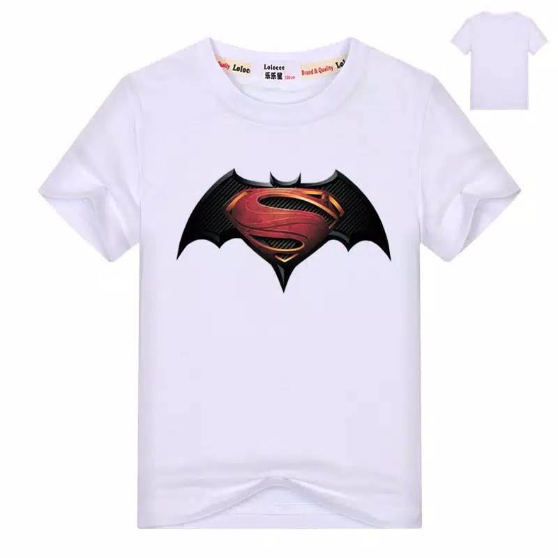 KAOS BAJU ANAK BATMAN X SUPERMAN PUTIH TERBARU