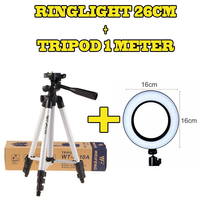 [PAKET LENGKAP] RINGLIGHT LED 26CM LAMPU TIKTOK 26CM / MAKE UP VLOG FREE TRIPOD RING LIGHT