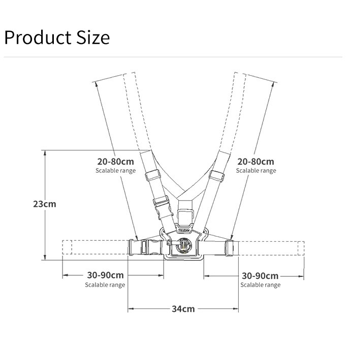 Telesin Double Mount Chest Strap for Action Cam - TE-CGP-001 - Gray