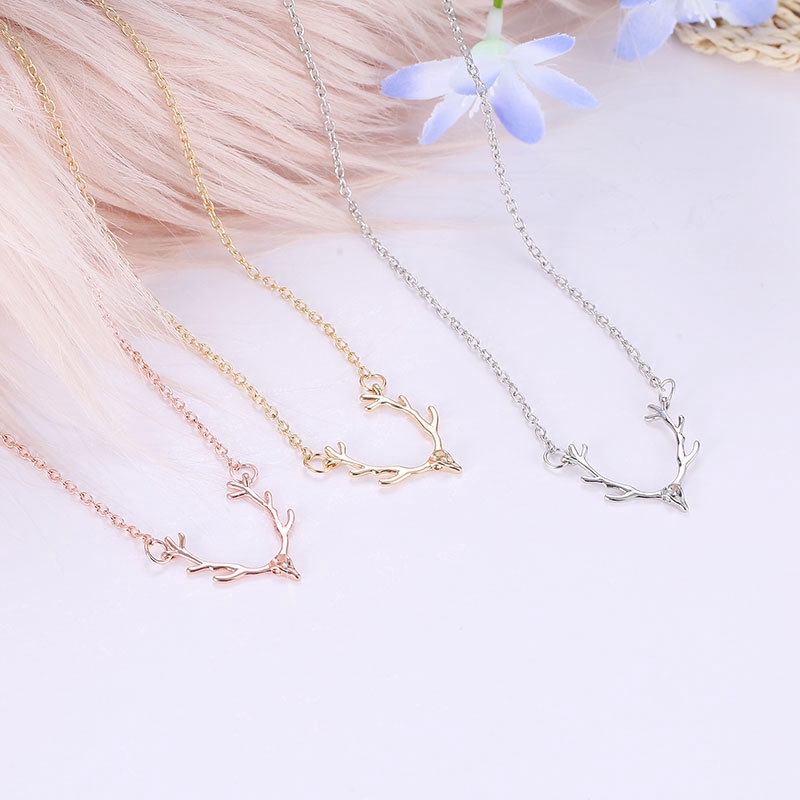 Koren Fashion Christmas Gold Little Antler Deer Head Elk Necklace jewelry for Women