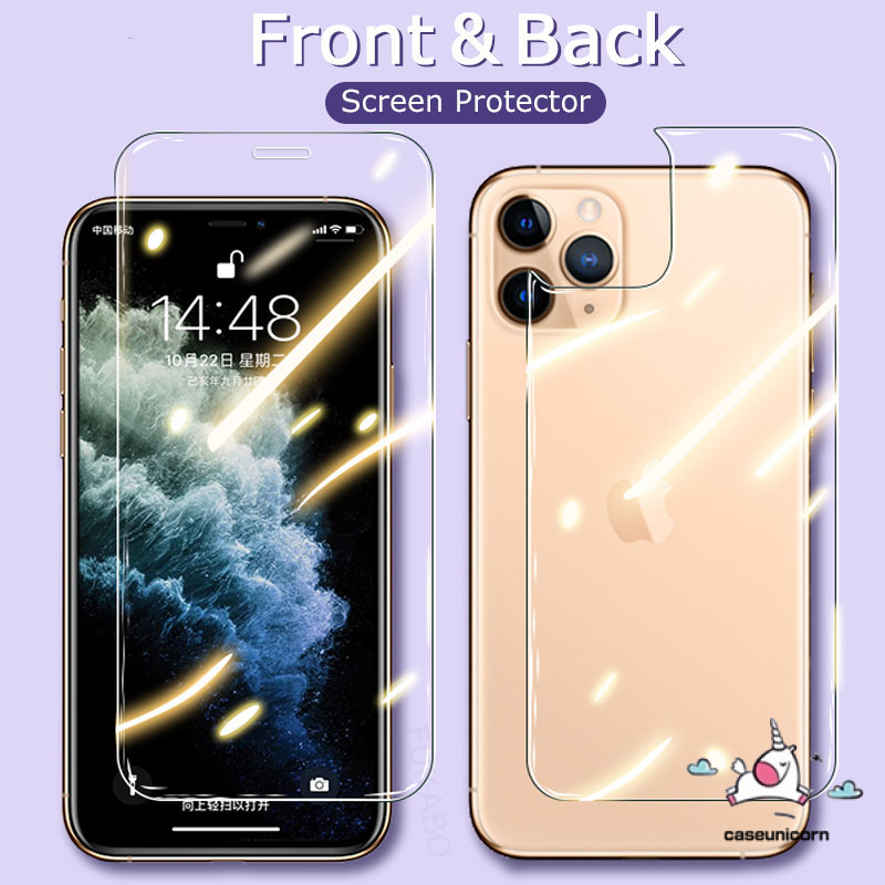 IPHONE Depan+belakang Full Cover Pelindung Tempered Glass Untuk Iphone14 13 12 12Pro 11 Pro MAX 8plus 7plus 6 6s Plus 7 8 SE XR X XS MAX 12 Mini Bening Pelindung Layar Kaca Film