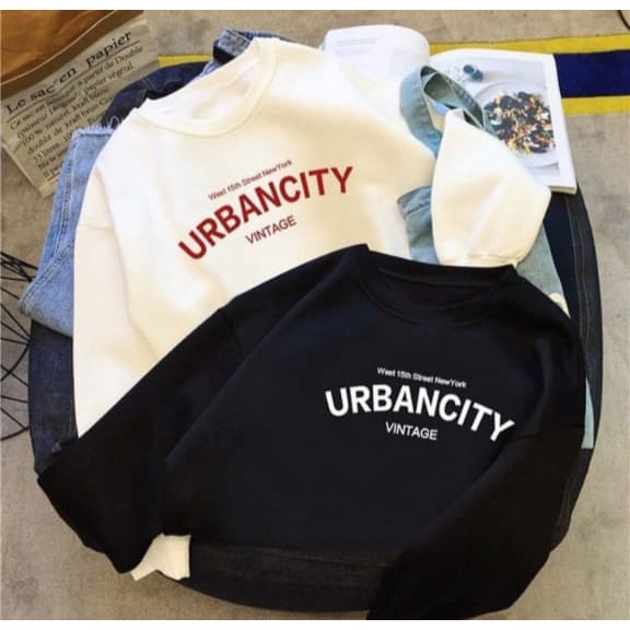 URBANCITY VINTAGE SWEATER CREWNECK OVERSIZE OBLONG WANITA