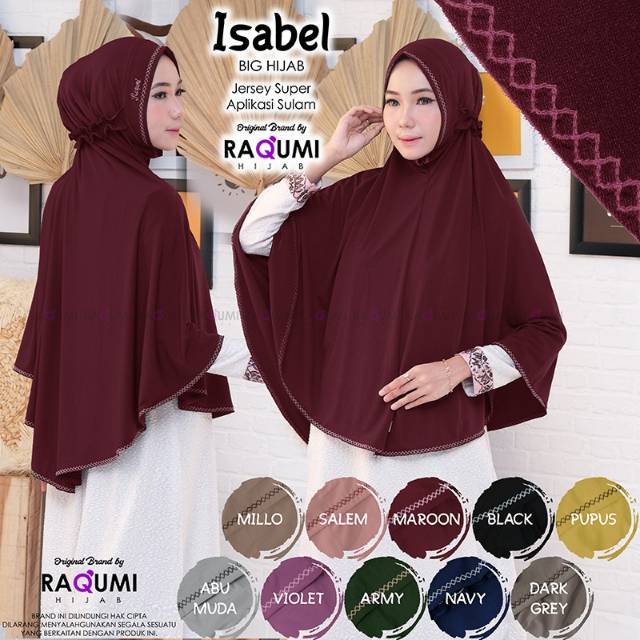 ISABEL ORIGINAL RAQUMI HIJAB | NEW RAQUMI HIJAB | Jilbab Army | Jilbab Syari | Jilbab Jumbo