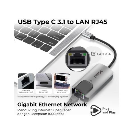 Usb 3.1 type-c thunderbolt to lan rj45 px 1000Mbps gigabit ethernet adapter aluminum uch1j uch-1j