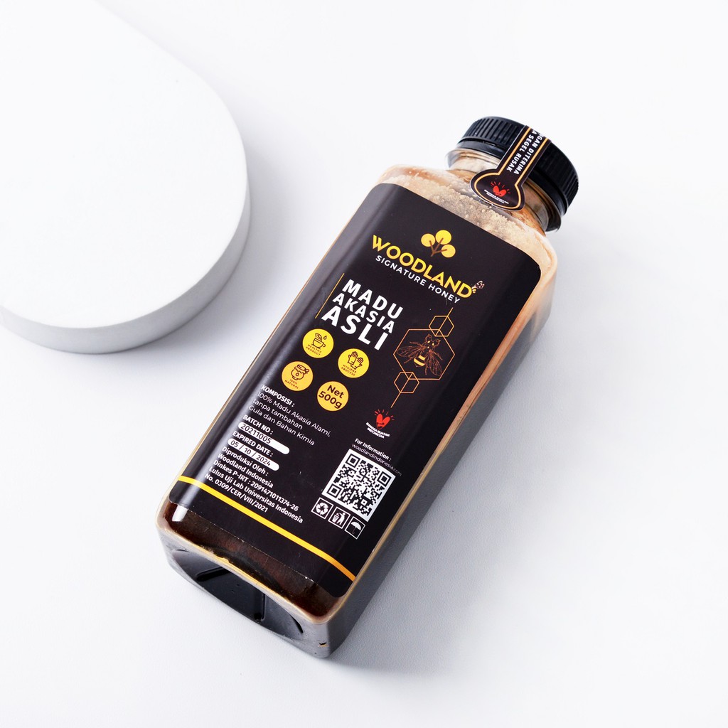 Madu Akasia Asli Woodland Raw Honey 500gram GRATIS DIPPER Lolos Lab UI