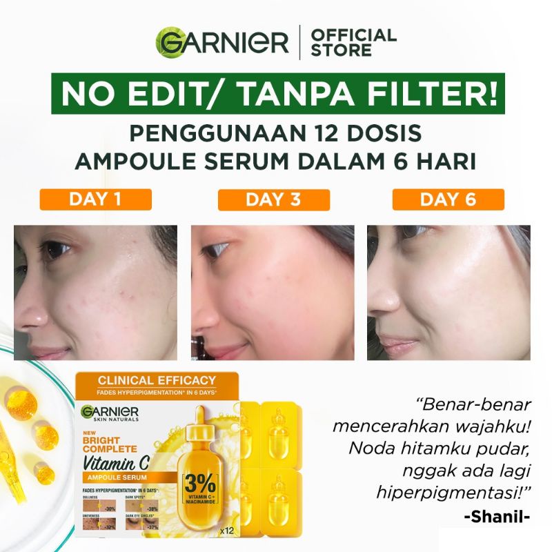 Garnier Bright Complete Ampoule Vitamin C Hiperpigmentasi Serum/Garnier Bright Complete Serum Ampoule 1pc/ Garnier Serum