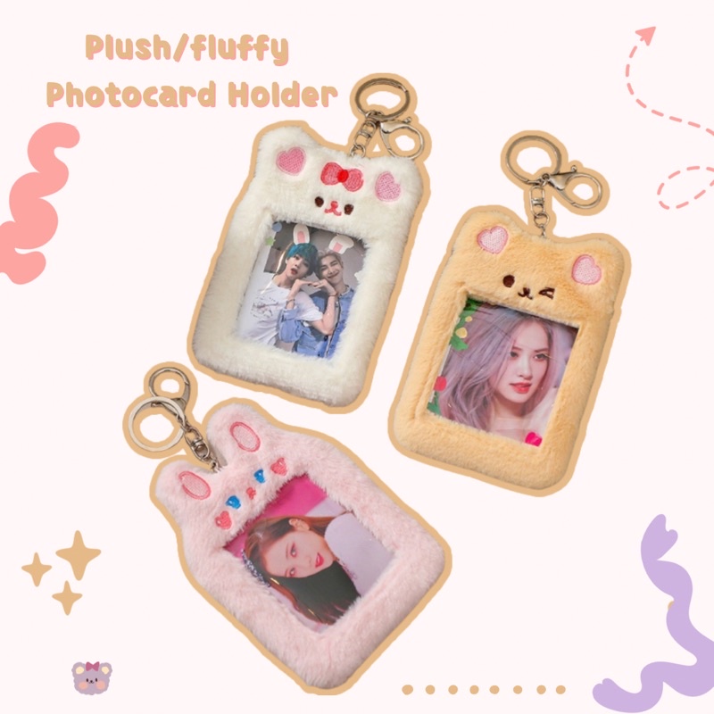Plush Fluffy Furry Photocard Holder Keyring